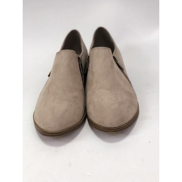 American Eagle Zip Bootie Women 7 Taupe Faux Suede Low Heel Side Zipper Casual - Picture 3 of 8